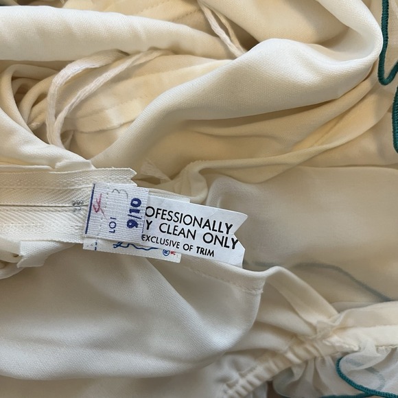 Vintage 1970's Maxi Dress White Pleated Off the Shoulder Chiffon Boho Ethereal - Picture 11 of 15